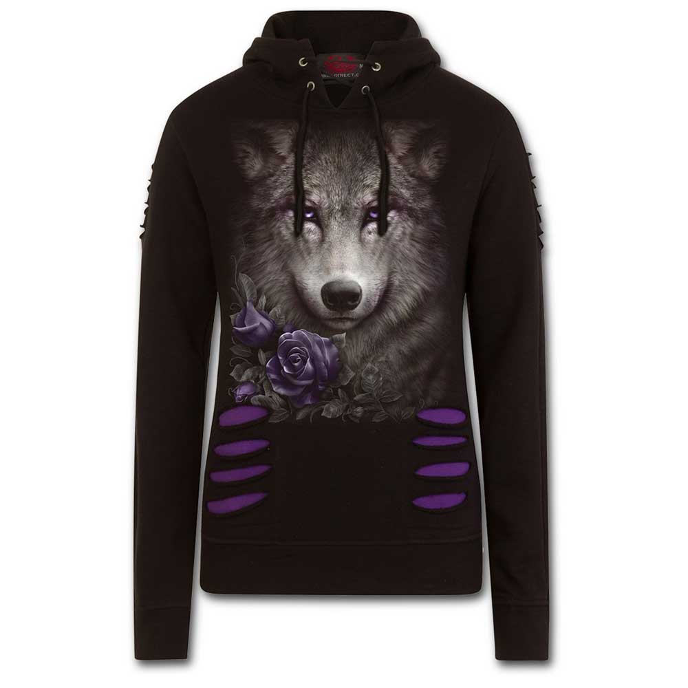 Spiral Spiral Hoodietrui WOLF ROSES Zwart | Attitude Holland Wolven trui kopen? | BESLIST.nl | Lage prijs